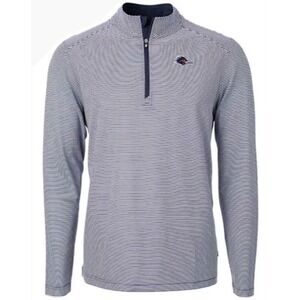 CUTTER & BUCK UTSA ROADRUNNERS MENS NAVY BLUE STRIPE LONG SLEEVE QTR ZIP XXL
